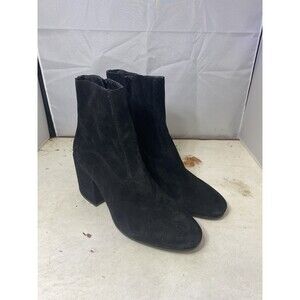 Lucky Brand Rainns Bootie Ankle Boots Chunky Heel Black Suede Size 7.5 M